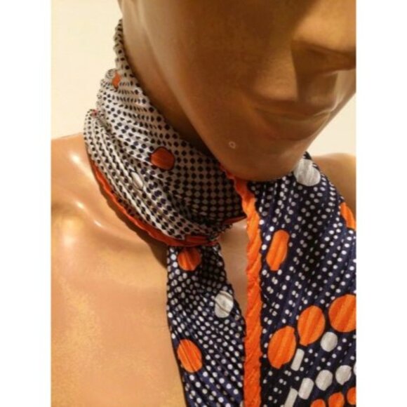 Plisse Polka Dots Scarf Made in Italy Vintage Accessories - Picture 3 of 6